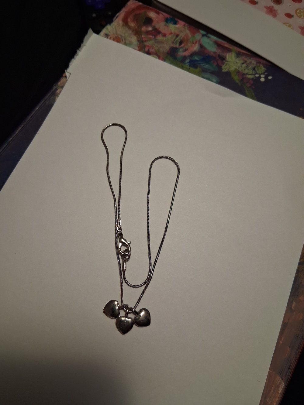 Source Unknown Silver Triple Heart Necklace